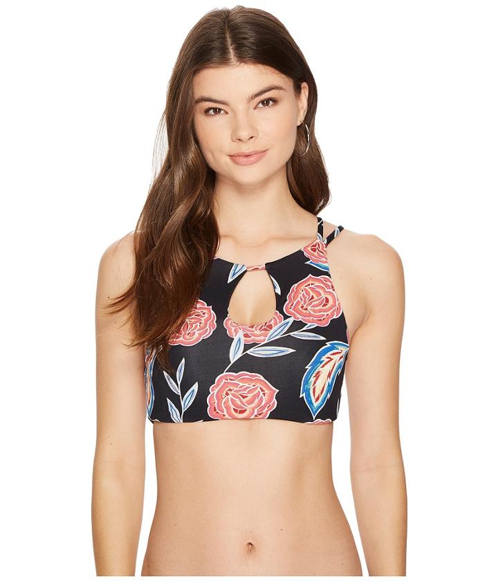 Roxy - Softly Love Print Halter Crop Bikini Top
