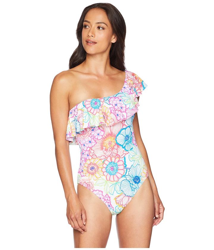 Bleu Rod Beattie - One Shoulder Ruffle Mio W/ Removable Cups