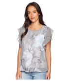 Vince Camuto - Flutter Sleeve Etched Island Floral Blouse