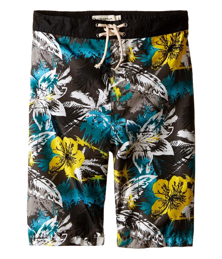 Appaman Kids - Elastic Wait And Lined Swim Trunks With Hawaian Inspired Design