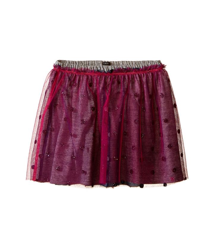 Ikks - Layered Tulle Skirt Over Jersey Fabric With Glitter Polka Dots Elastic Waistband