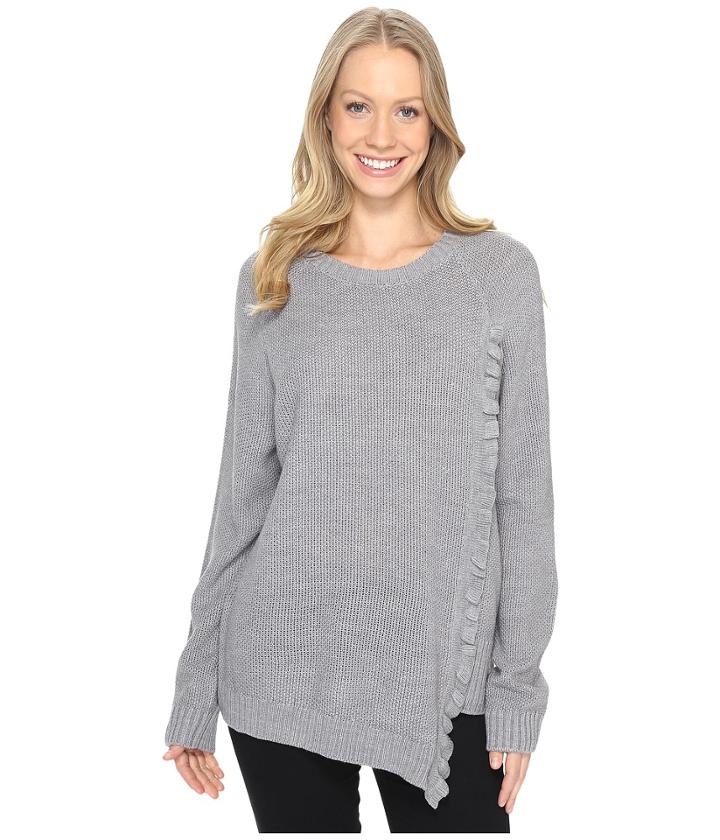 Ivanka Trump - Long Sleeve Sweater With Asymmetrical Ruffle
