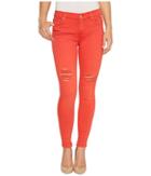 7 For All Mankind - The Ankle Skinny Jeans W/ Destroy In Hibiscus