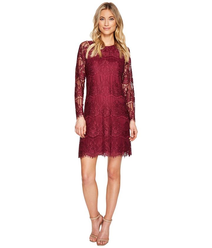 Adrianna Papell - Scalloped Lace Trapeze Dress