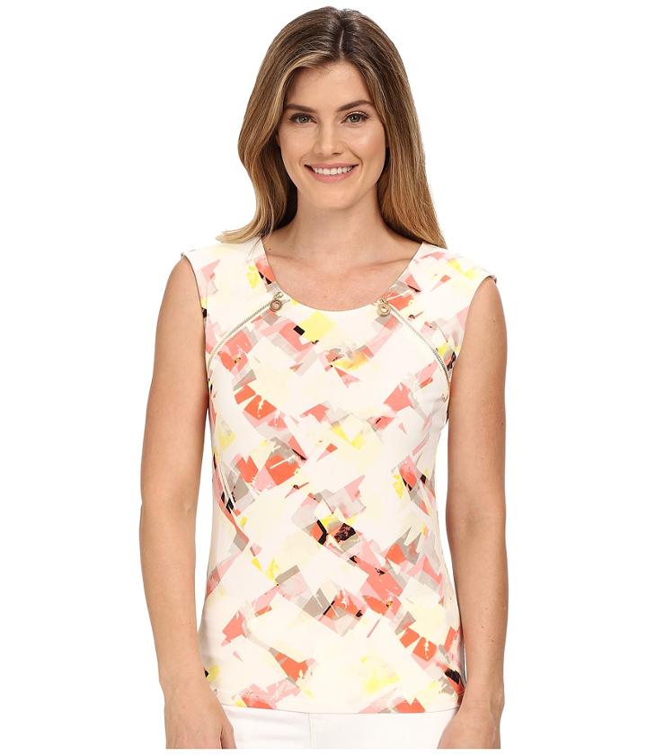 Calvin Klein - Sleeveless Top W/ Zipper Pulls