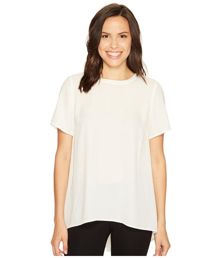 Vince Camuto - Short Sleeve High-low Hem Blouse With Back Yoke Lace