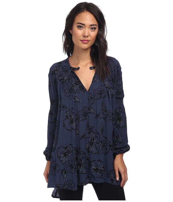 Free People Printed Snap Out Of It Rayon Tree Swing Top