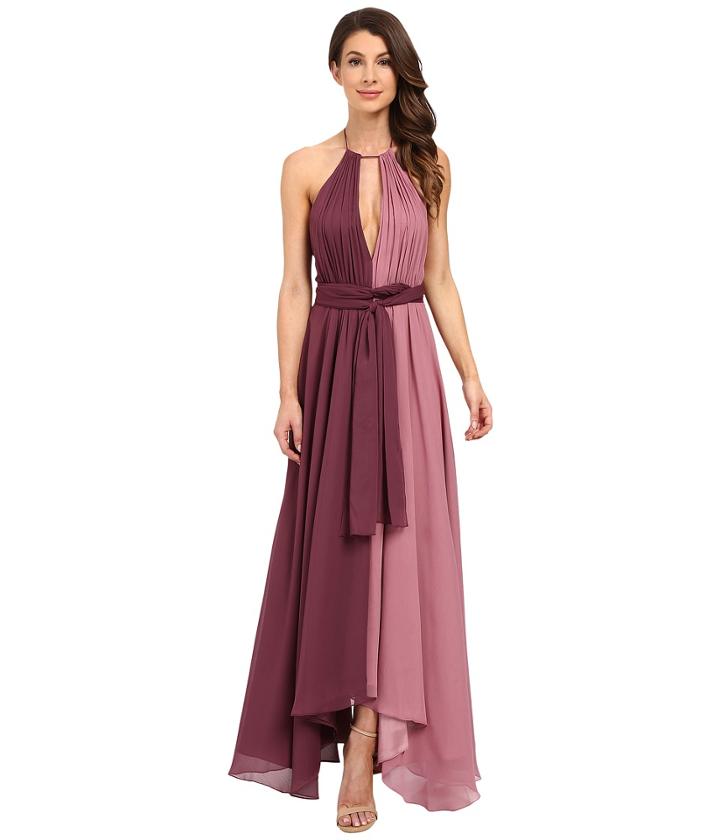 Jill Jill Stuart - Halter Two-tone Crinkle Chiffon Gown