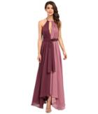 Jill Jill Stuart - Halter Two-tone Crinkle Chiffon Gown