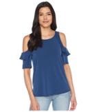 Cece - Cold Shoulder Ruffled Knit Top