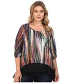 Karen Kane Plus - Plus Size Modern Art Sheer Hem Top