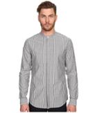 Vince - Bar Stripe Banded Collar Long Sleeve Relaxed Shirt