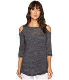 Mod-o-doc - Soft And Slubby Sweater 3/4 Sleeve Cold Shoulder Tunic