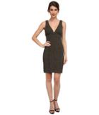 Nicole Miller - Knit Scales Plunging Gold Party Dress