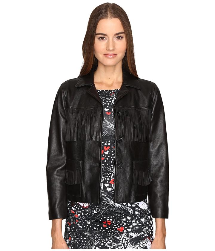 Just Cavalli - Fringe Leather Button Up Jacket