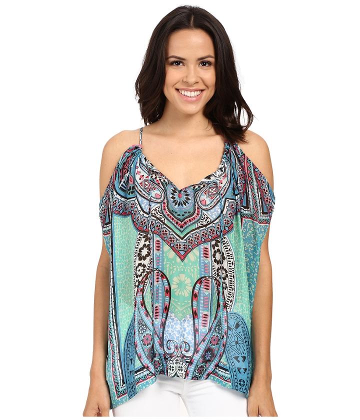 Hale Bob - Life's A Beach Cold Shoulder Silk Chiffon Top