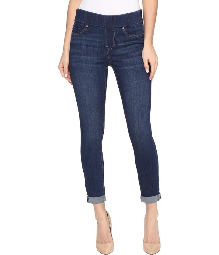 Liverpool - Sienna Pull-on Rolled-cuff Crop In Silky Soft Denim In Elysian Dark