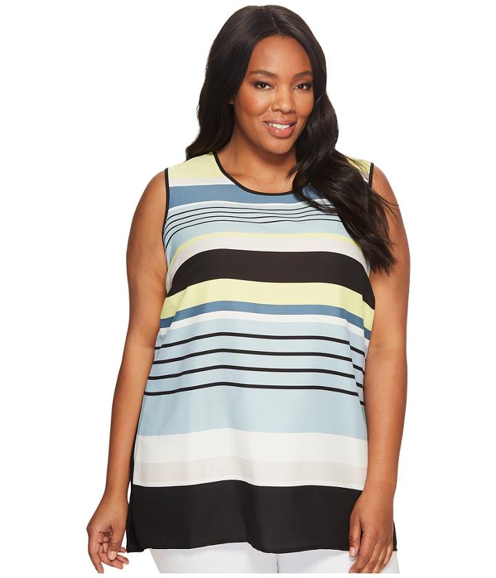 Vince Camuto Specialty Size - Plus Size Sleeveless Stripe Harmony Knit Back Top