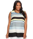 Vince Camuto Specialty Size - Plus Size Sleeveless Stripe Harmony Knit Back Top