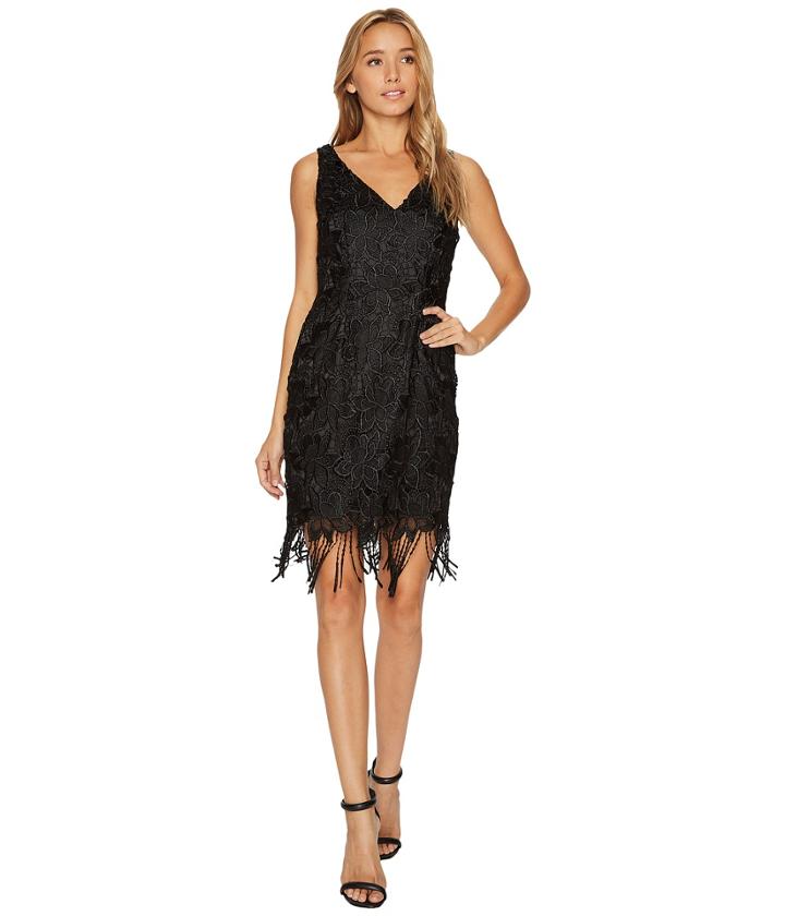 Adrianna Papell - Guipure Lace Cocktail Dress With Fringe Hem Line