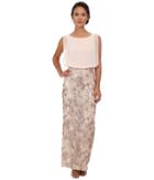 Aidan Mattox - Long Blouson Gown W/ Beaded Lace Skirt
