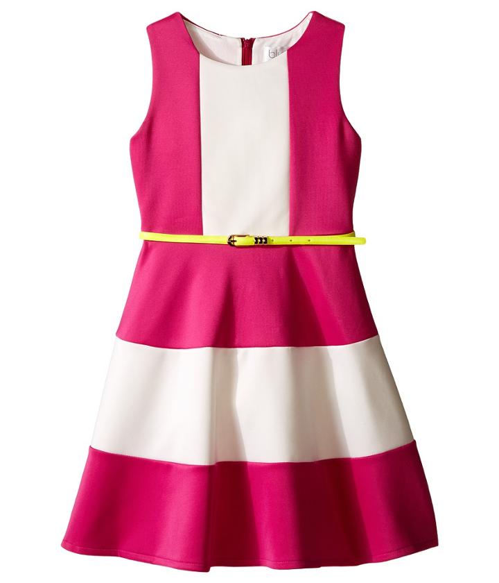 Us Angels - Scuba Tank Dress W/ Color Block Full Skirt