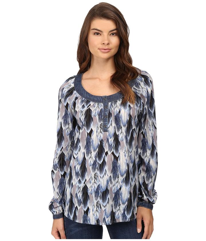 Roper - 0540 Feather Print Peasant Blouse