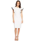 Calvin Klein - Ruffle Sleeve With Piping Scuba Sheath Dress Cd8m16gz