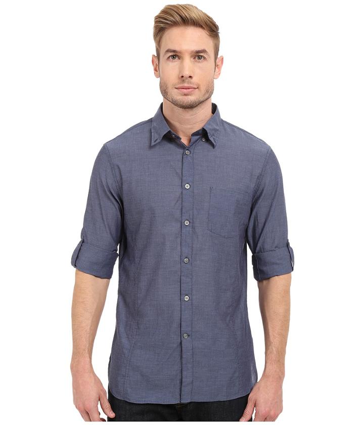 John Varvatos Star U.s.a. - Roll Up Sleeve Shirt W/ Button Down Collar Single Pocket