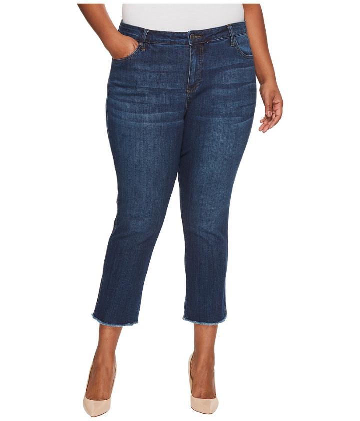 Kut From The Kloth - Plus Size Reese Ankle Straight With Frey Hem In Upheld/dark Stone Base Wash