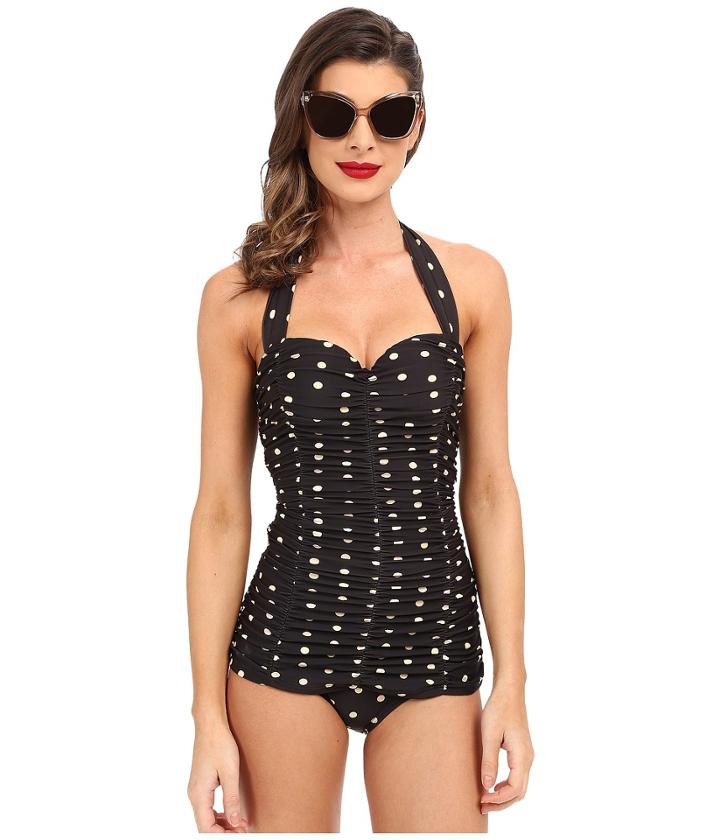 Unique Vintage - Ruched Mansfield One-piece