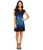 Tahari By Asl Petite - Petite Jersey Flame Print A-line Dress