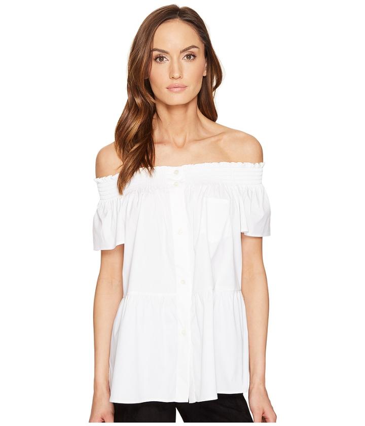 Red Valentino - Cotton Stretch Poplin Top