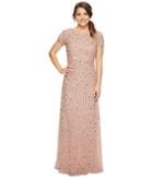 Adrianna Papell - Petite Short Sleeve Scoop Back Fully Beaded T-shirt Gown