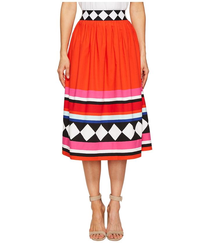 Kate Spade New York - Geo Border Poplin Skirt