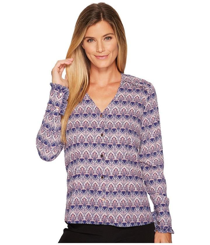 Ivanka Trump - Woven Button Front Printed Blouse
