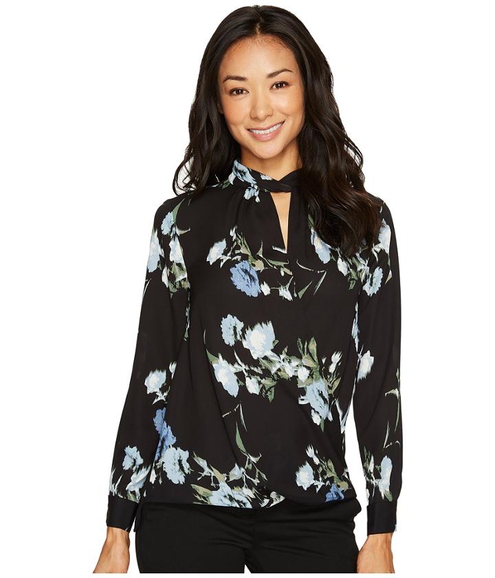 Vince Camuto Specialty Size - Petite Long Sleeve Windswept Bouquet Blouse