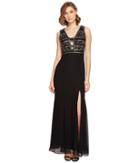Adrianna Papell - V-neck Bead Bodice Gown