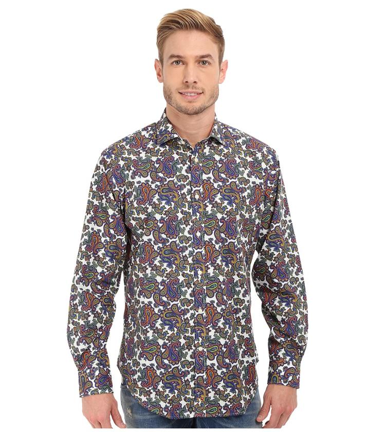 Thomas Dean & Co. - Long Sleeve Woven Bold Paisley Print