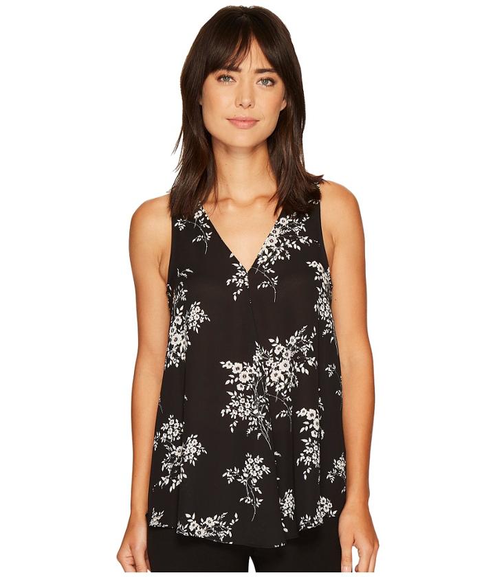 Vince Camuto - Sleeveless Delicate Bouquet V-neck Drape Front Blouse