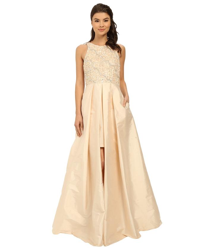Adrianna Papell - Halter With Taffeta Skirt Gown