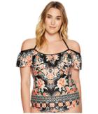 Becca By Rebecca Virtue - Plus Size Southern Belle Flounce Tankini Top