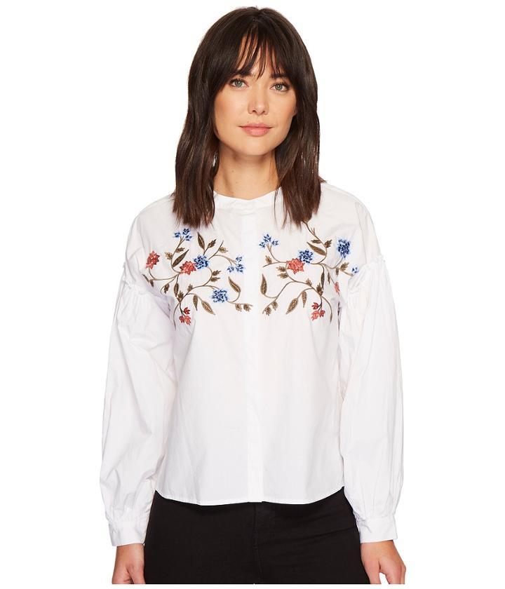 Two By Vince Camuto - Long Sleeve Embroidered Bubble Sleeve Button Down Shirt