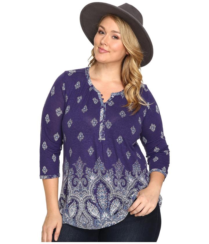 Lucky Brand - Plus Size Placed Paisley Print Top