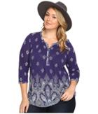 Lucky Brand - Plus Size Placed Paisley Print Top