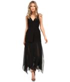 Halston Heritage - Sleeveless Deep V-neck Crepe Dress With Flowy Skirt