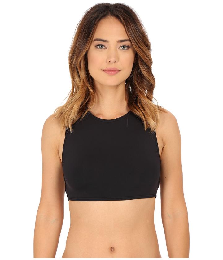 Vince Camuto - Polish Zipper Crop Top W/ Removable Soft Cups