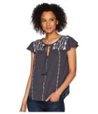 Miss Me - Keyhole Embroidered Ruffle Sleeve Top