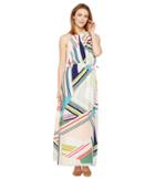 Adrianna Papell - Printed Striped Maze Georgette Halter Maxi Dress