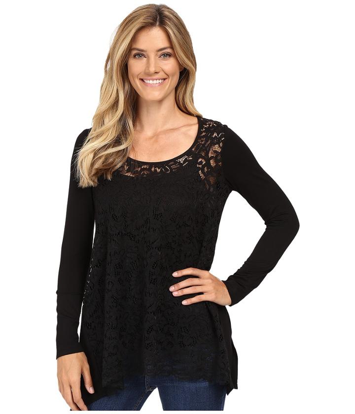 Karen Kane - Lace Front Handkerchief Top